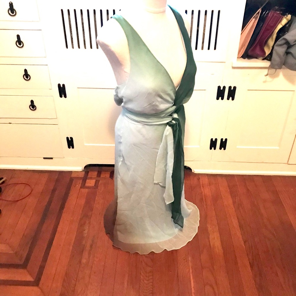 NWT BCBG MAXAZRIA Green & Brown Ombre Silk Dress - Picture 4 of 8